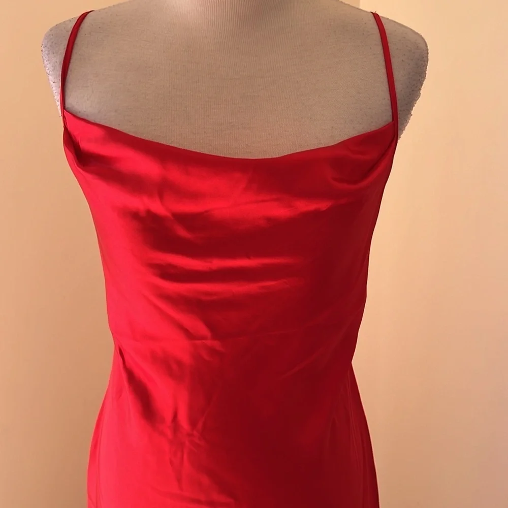 New! California Dynasty red medium cowl sleepwear slip dress.